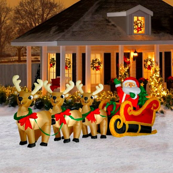 16ft Long Santa Christmas Airblown Inflatable - Picture 1 of 1